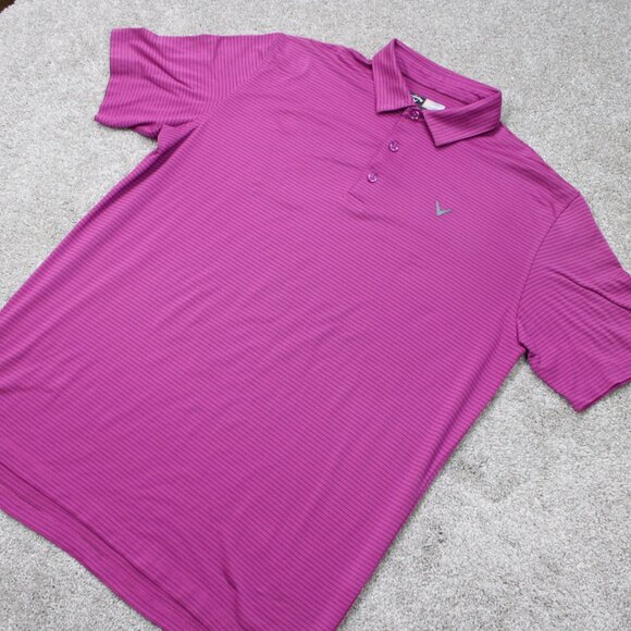 Callaway Opti-Dri Polo Shirt Mens Large Purple Golf Poly Stretch Short Sleeve - Picture 4 of 13
